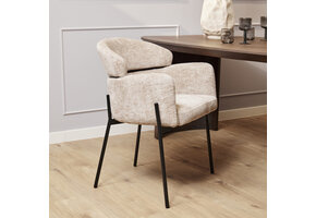 Starfurn - Eetkamerstoel Otis - Beige - Met armleuning - Set van 2