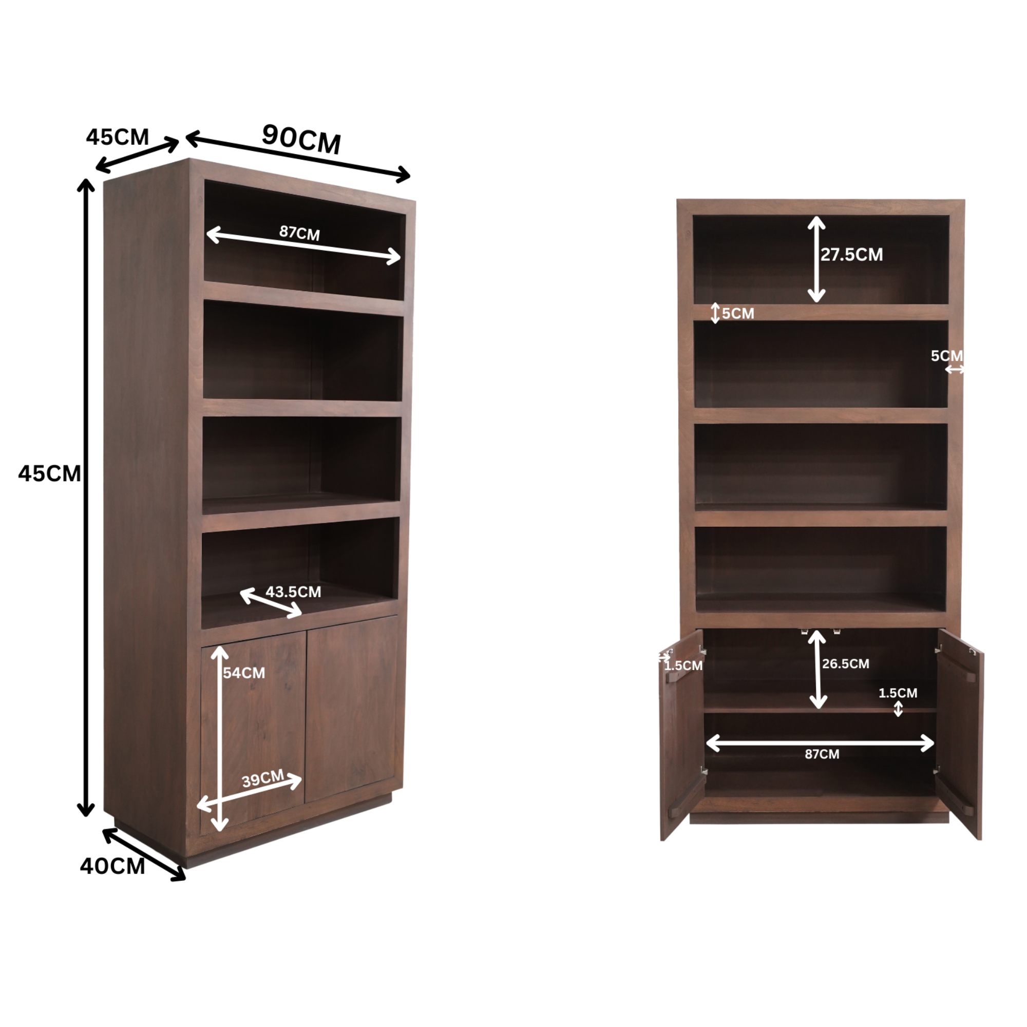 Starfurn - Boekenkast Brussel Walnut - 90 cm