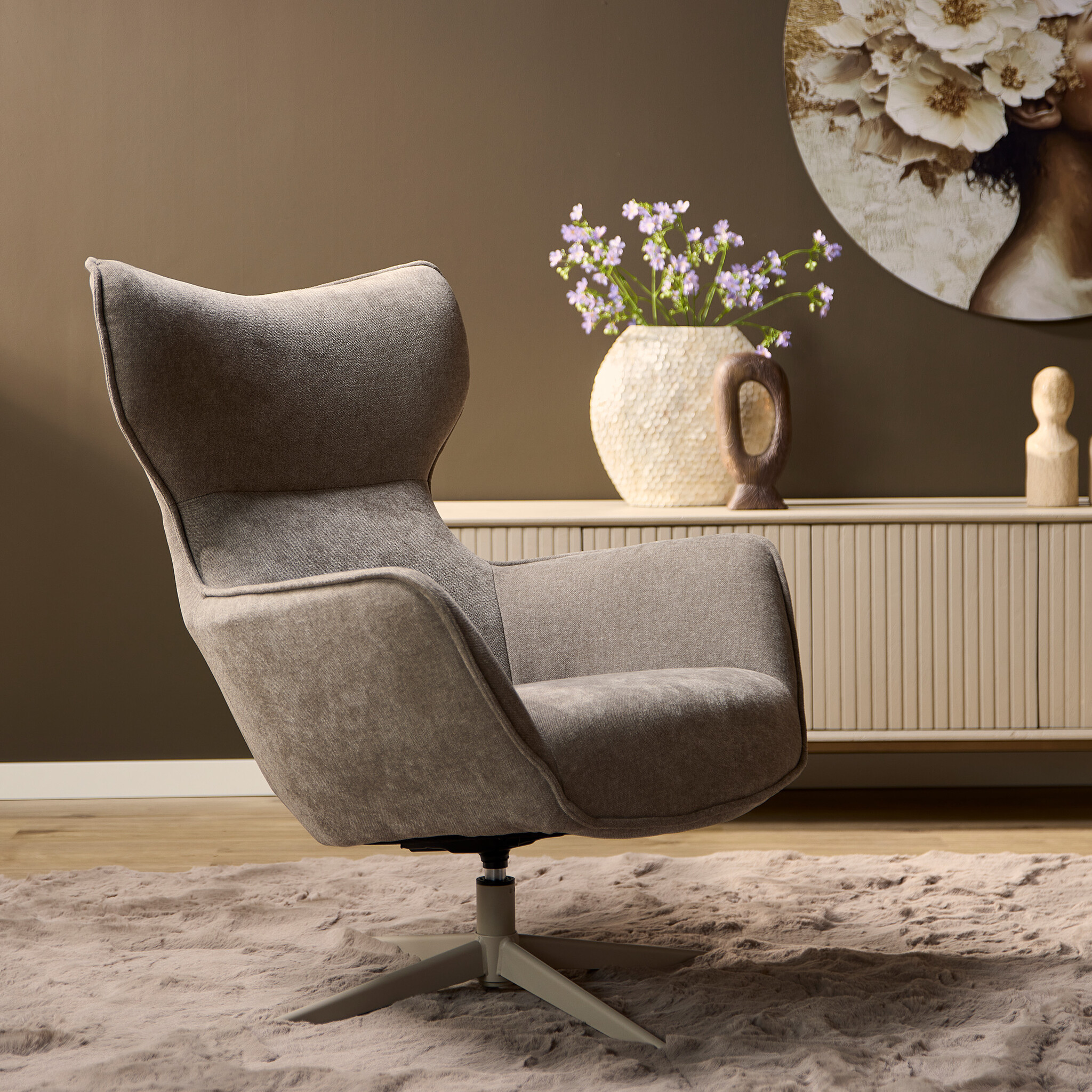 Starfurn - Fauteuil Julia - Taupe - 78x76x102 cm