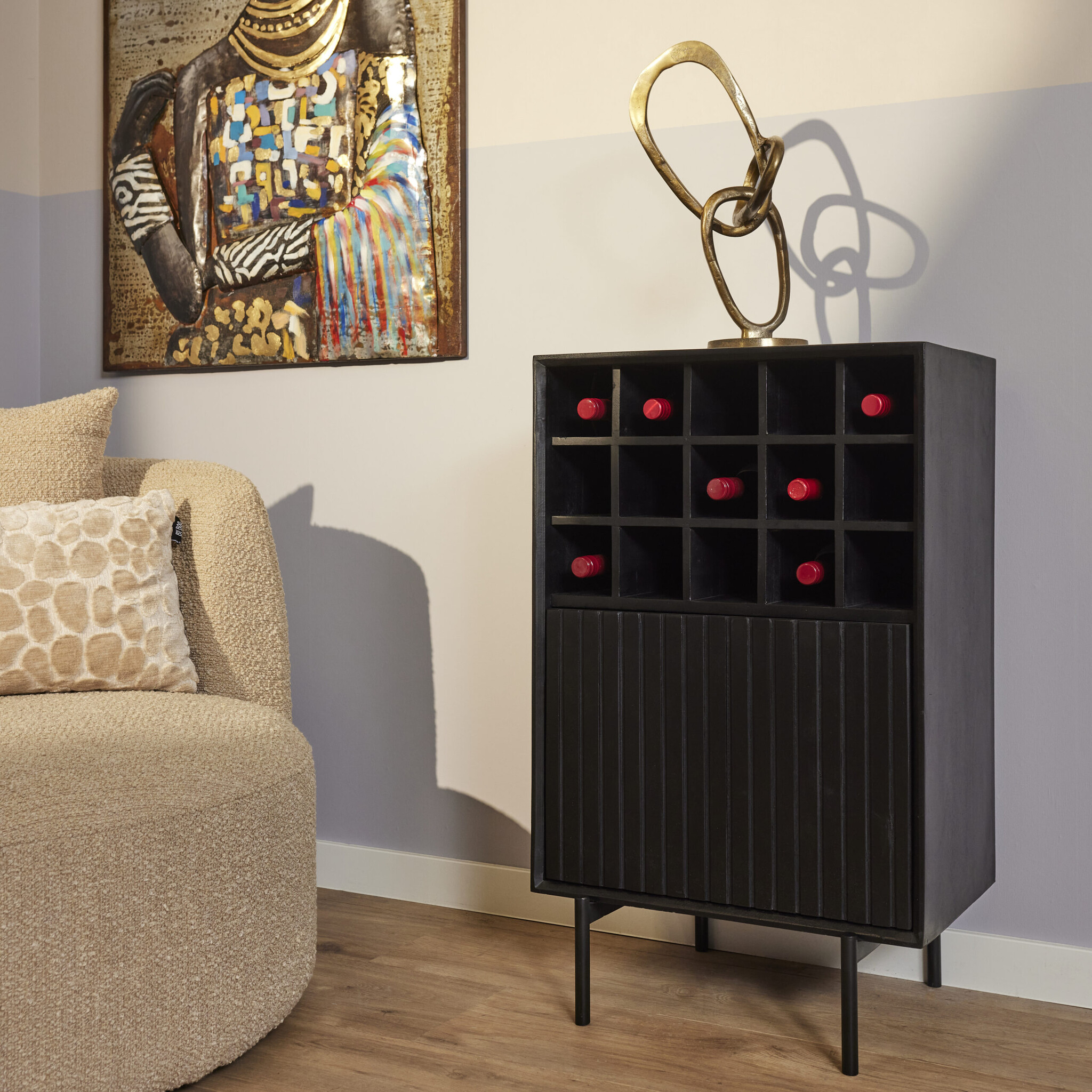 Starfurn - Wijnkast Madison Black - 55 cm