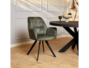 Starfurn - Eetkamerstoel Nova - Hunter Green - Met armleuning - Set van 2