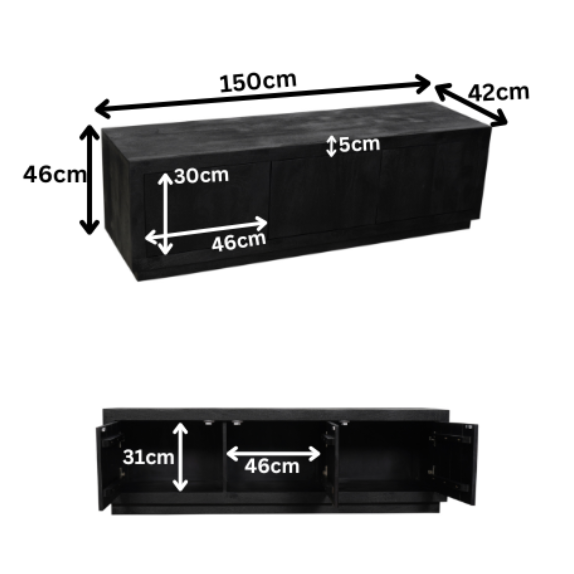 Starfurn - Tv meubel Brussel Black - 150 cm