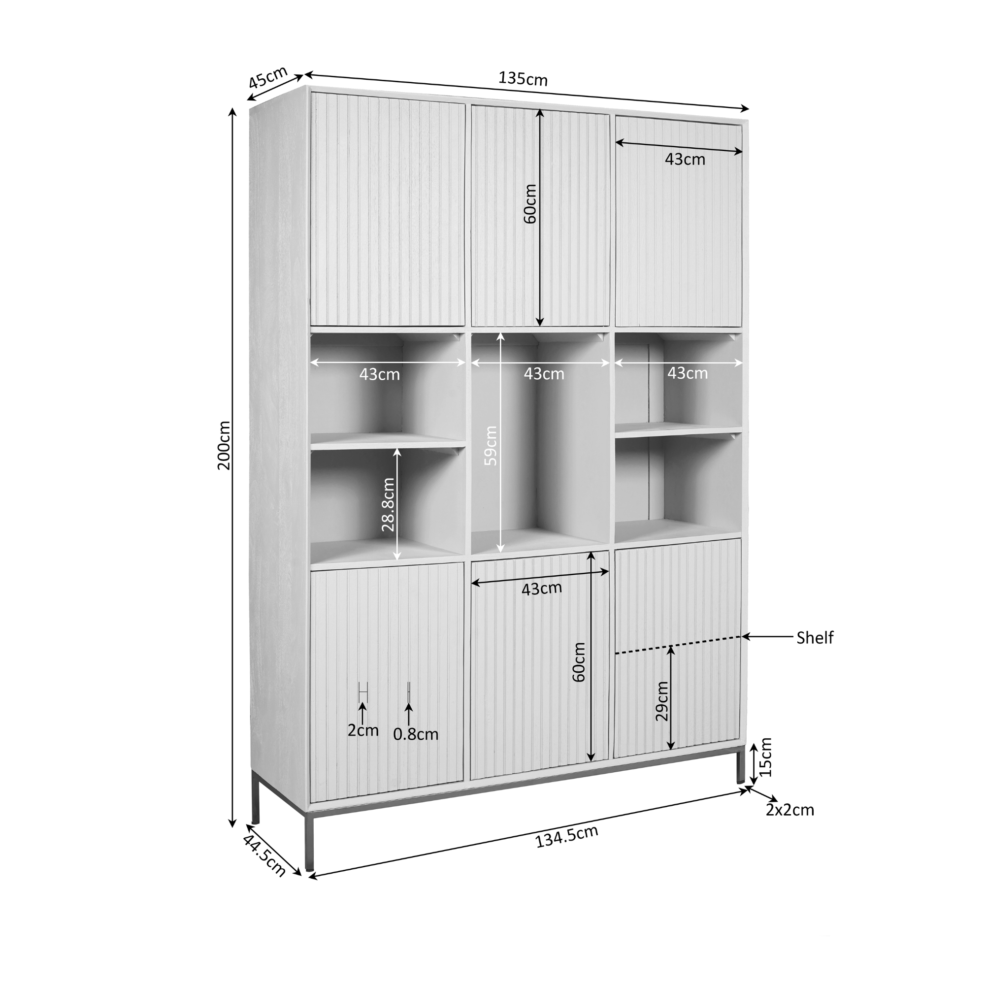 Starfurn - Vakkenkast Madison XL Natural - 135 cm