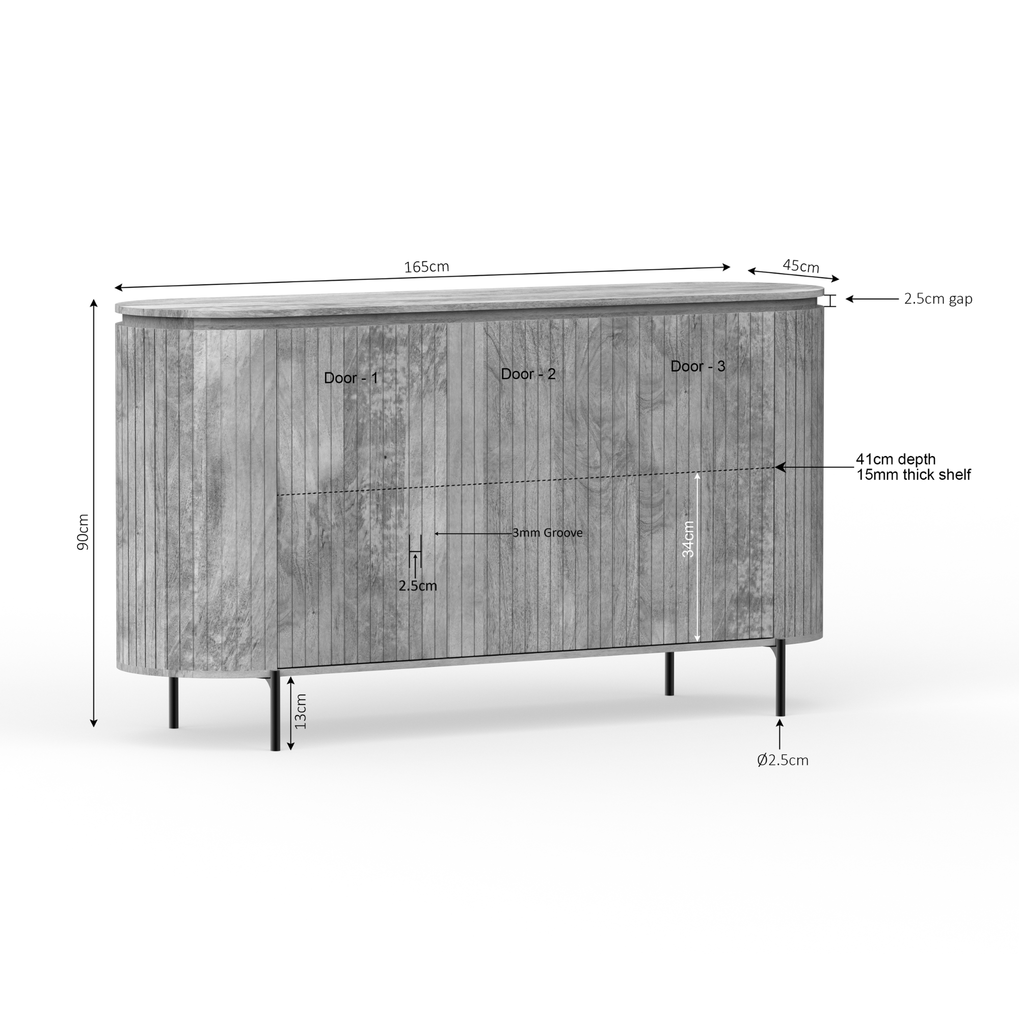Starfurn - Dressoir Lana - Bruin - 45x165x90 cm
