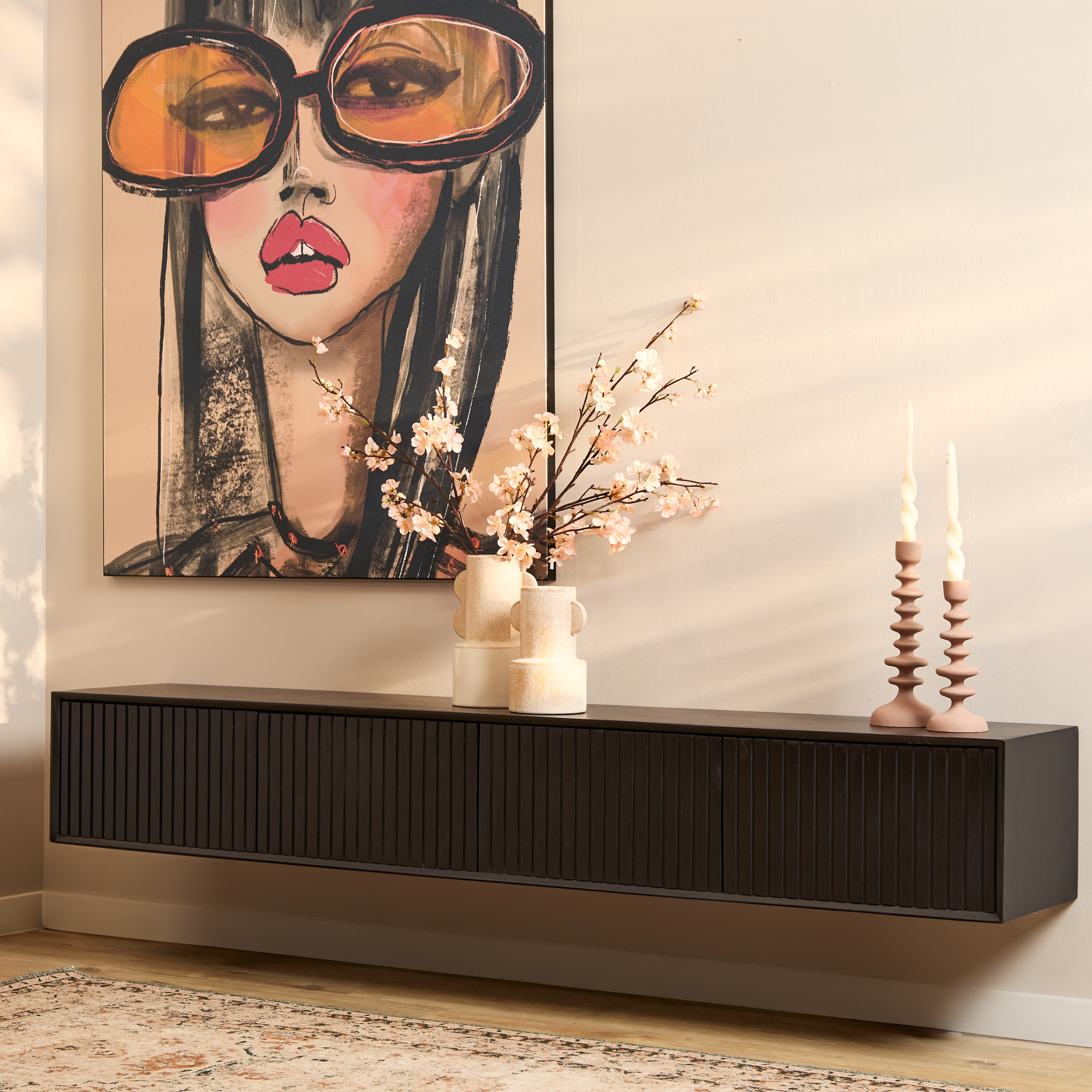 Starfurn - Zwevend tv meubel Madison Black - 200 cm