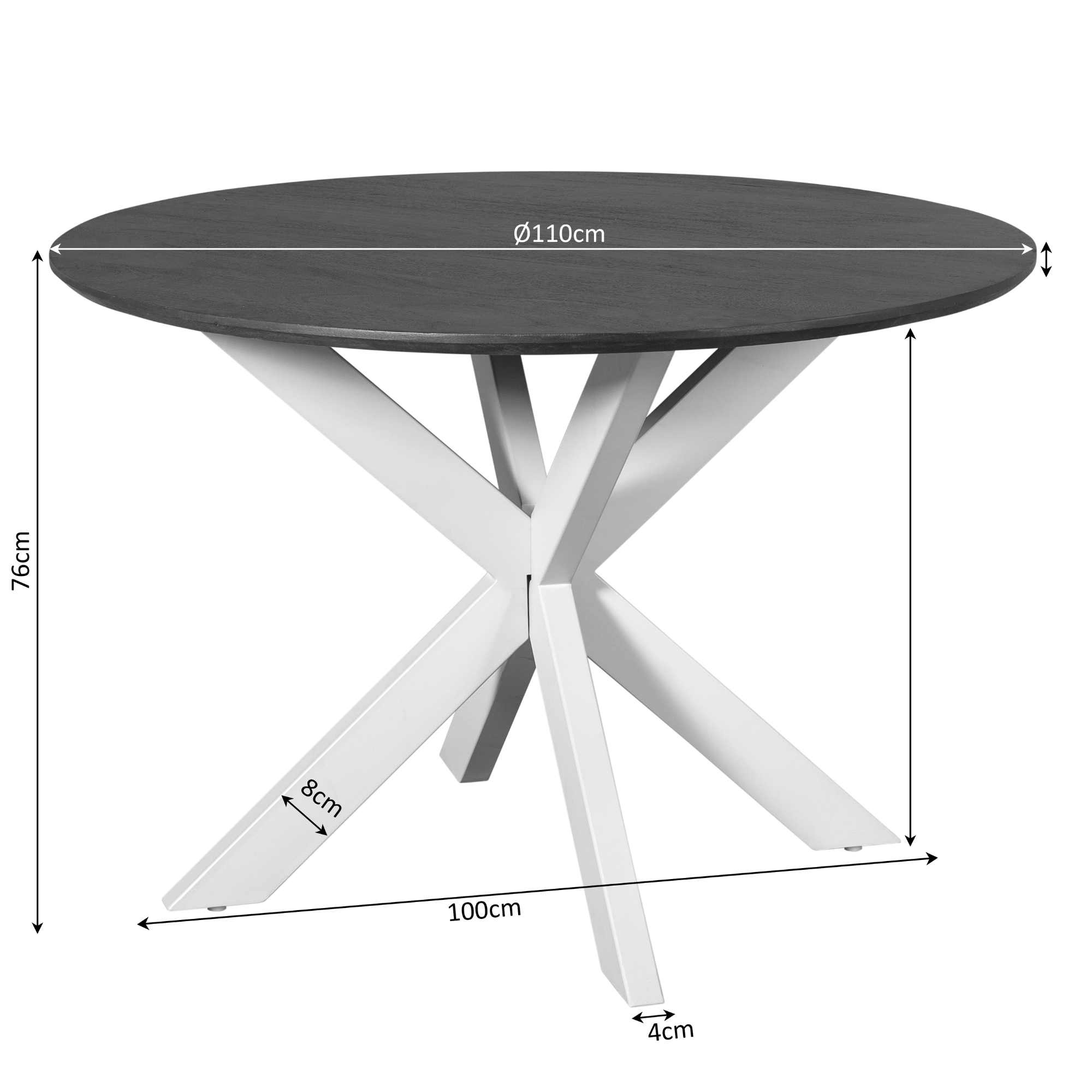 Starfurn - Eettafel Madison - Zwart - 110x110x76 cm