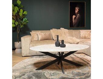Starfurn - Salontafel Faye White marble - 120 cm - Ovaal