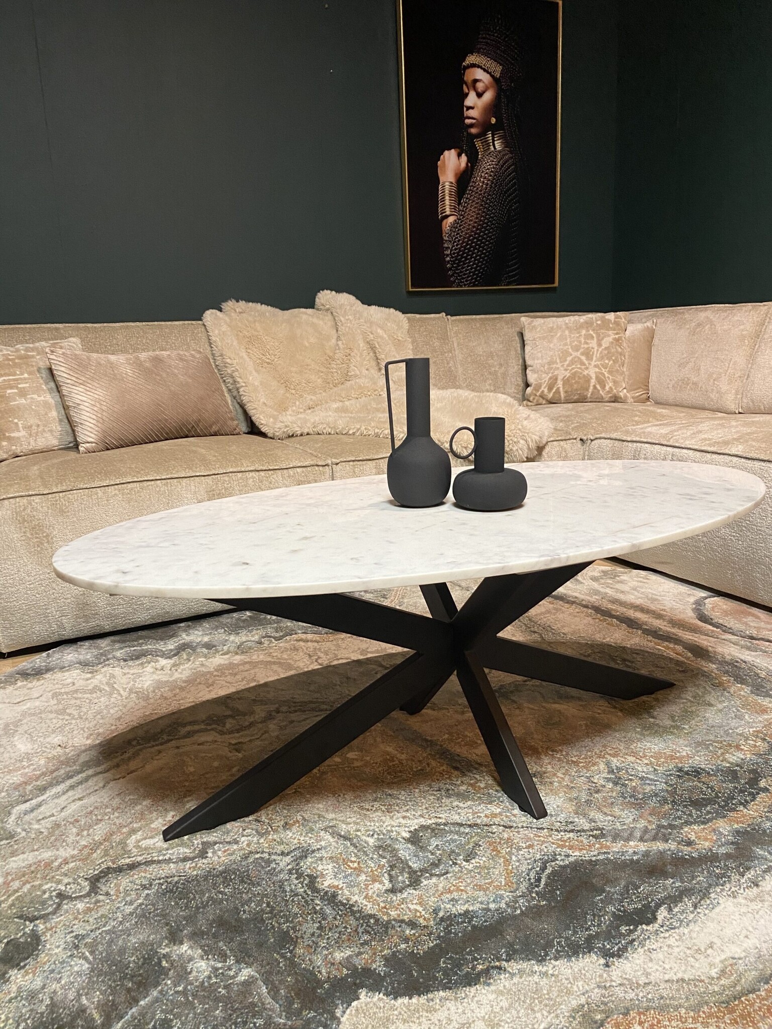 Starfurn - Salontafel Faye White marble - 120 cm - Ovaal