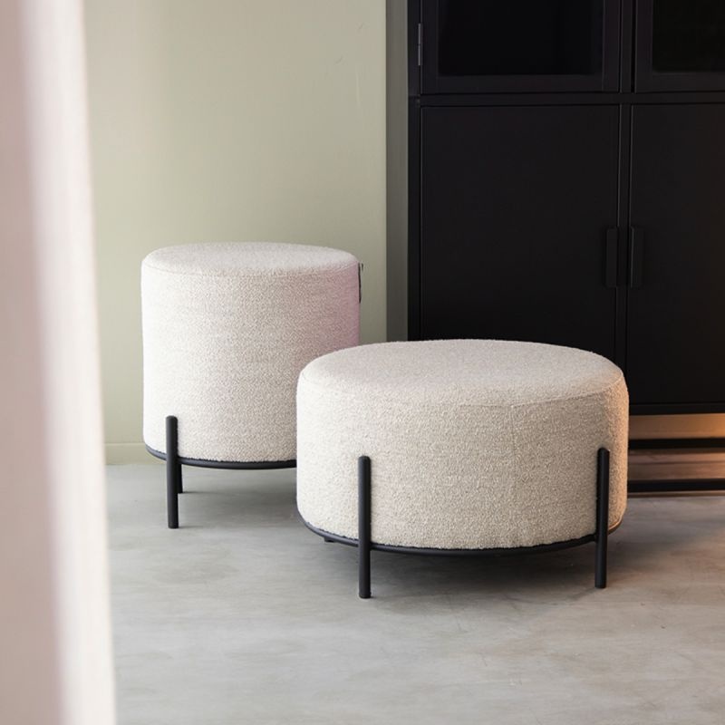 LABEL51 Poef Troy 46x46x41 cm - L - Naturel - Boucle