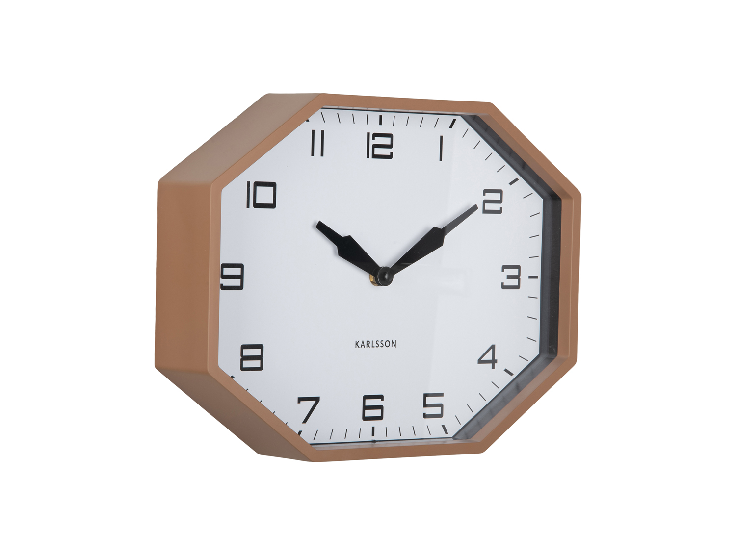 Karlsson - Wandklok Modern Factory Octagon - Mocha brown & black