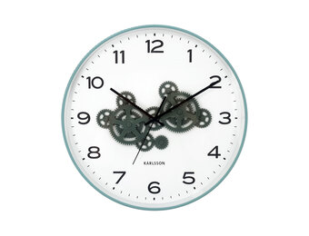 Karlsson - Wandklok Open Gear - Misty blue & jungle green- Ø40cm