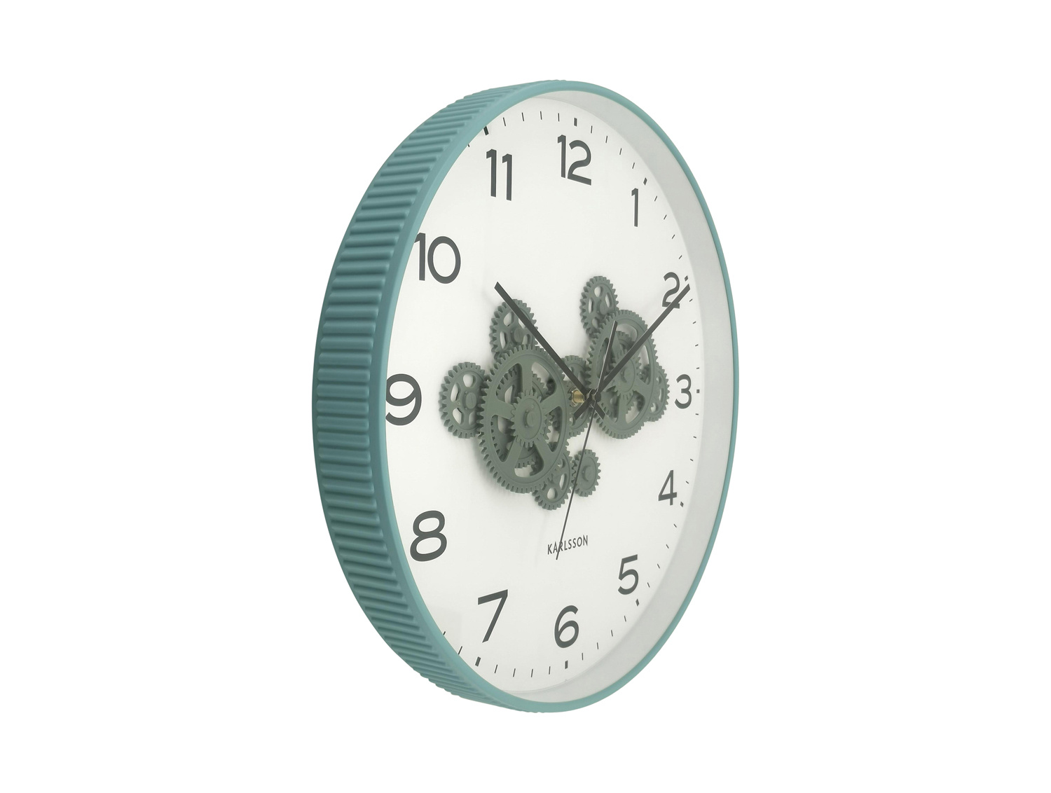 Karlsson - Wandklok Open Gear - Misty blue & jungle green- Ø40cm