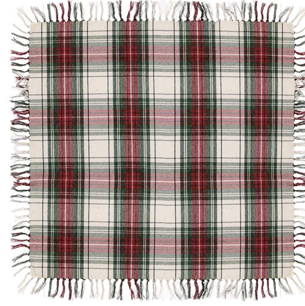 Unique Living - Tafelkleed Xmas Tartan - 90x90cm - White