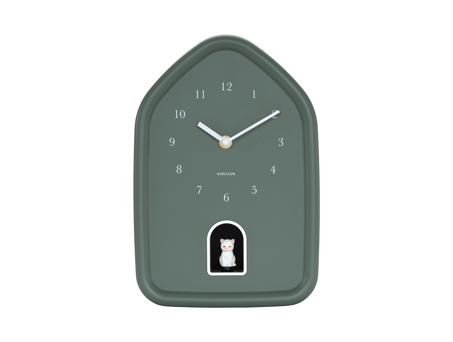 Karlsson - Wandklok Modern Kitty - Jungle groen- Ø29,1cm