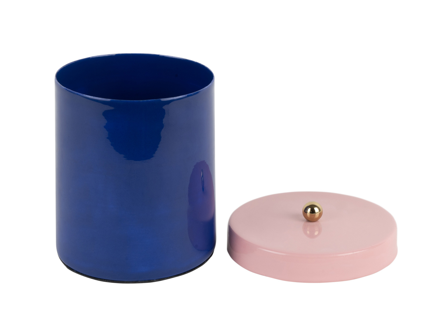 Present Time - Storage Jar Double Funky Small - Cobalt blue & soft pink