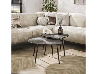 Hoyz Collection - Salontafel Brown Ray Metal Organisch - Brons Donkerbruin - Set van 2