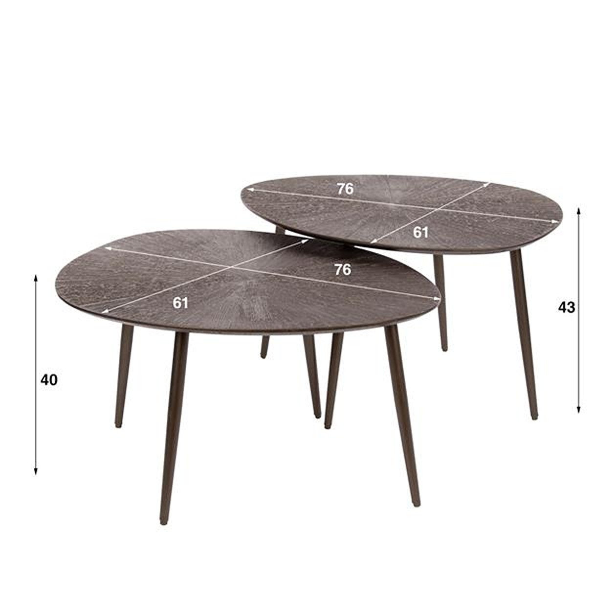 Hoyz Collection - Salontafel Brown Ray Metal Organisch - Brons Donkerbruin - Set van 2