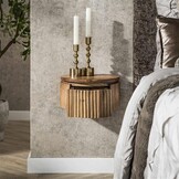 Hoyz Collection - Nachtkastje Wave Rond Zwevend 1 Lade XS - Massief Mango Zandkleur