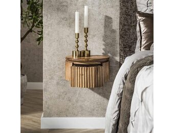 Hoyz Collection - Nachtkastje Wave Rond Zwevend 1 Lade XS - Massief Mango Zandkleur