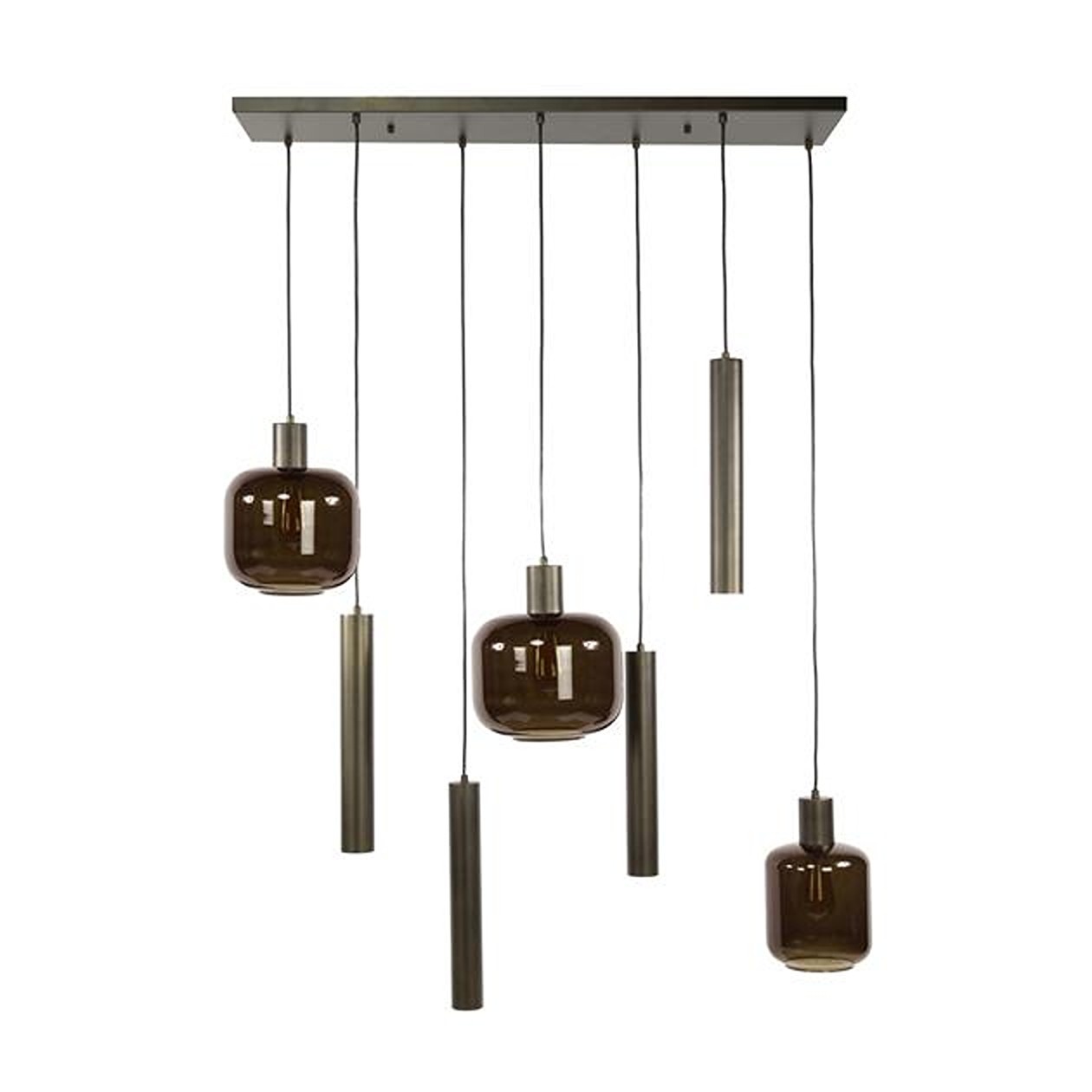 Hoyz Collection - Hanglamp Bronza Mix 4+3-lichts - Sienna Brown