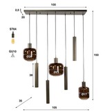 Hoyz Collection - Hanglamp Bronza Mix 4+3-lichts - Sienna Brown