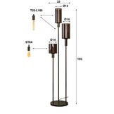 Hoyz Collection - Vloerlamp Sepiora Getrapt 3-lichts - Sienna Brown