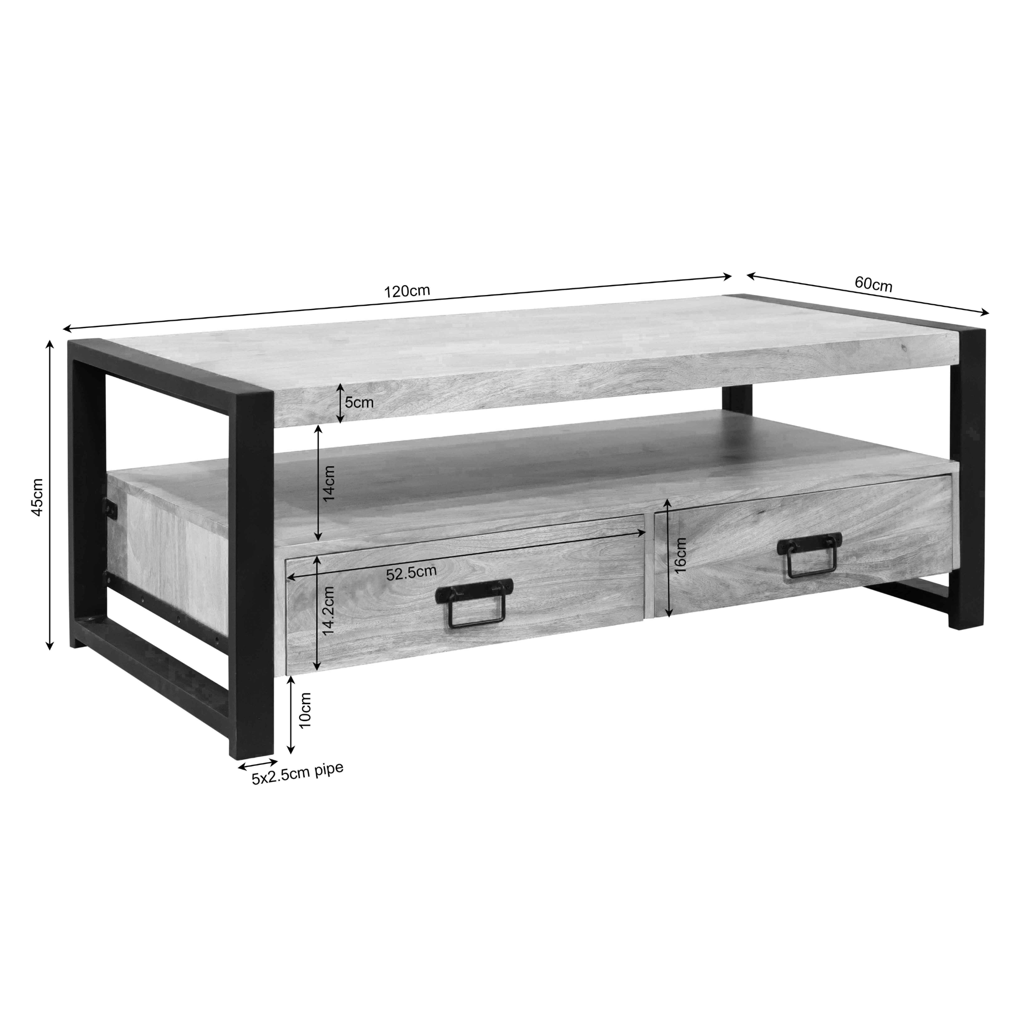 Starfurn - Salontafel Boaz - Bruin - 60x120x45 cm