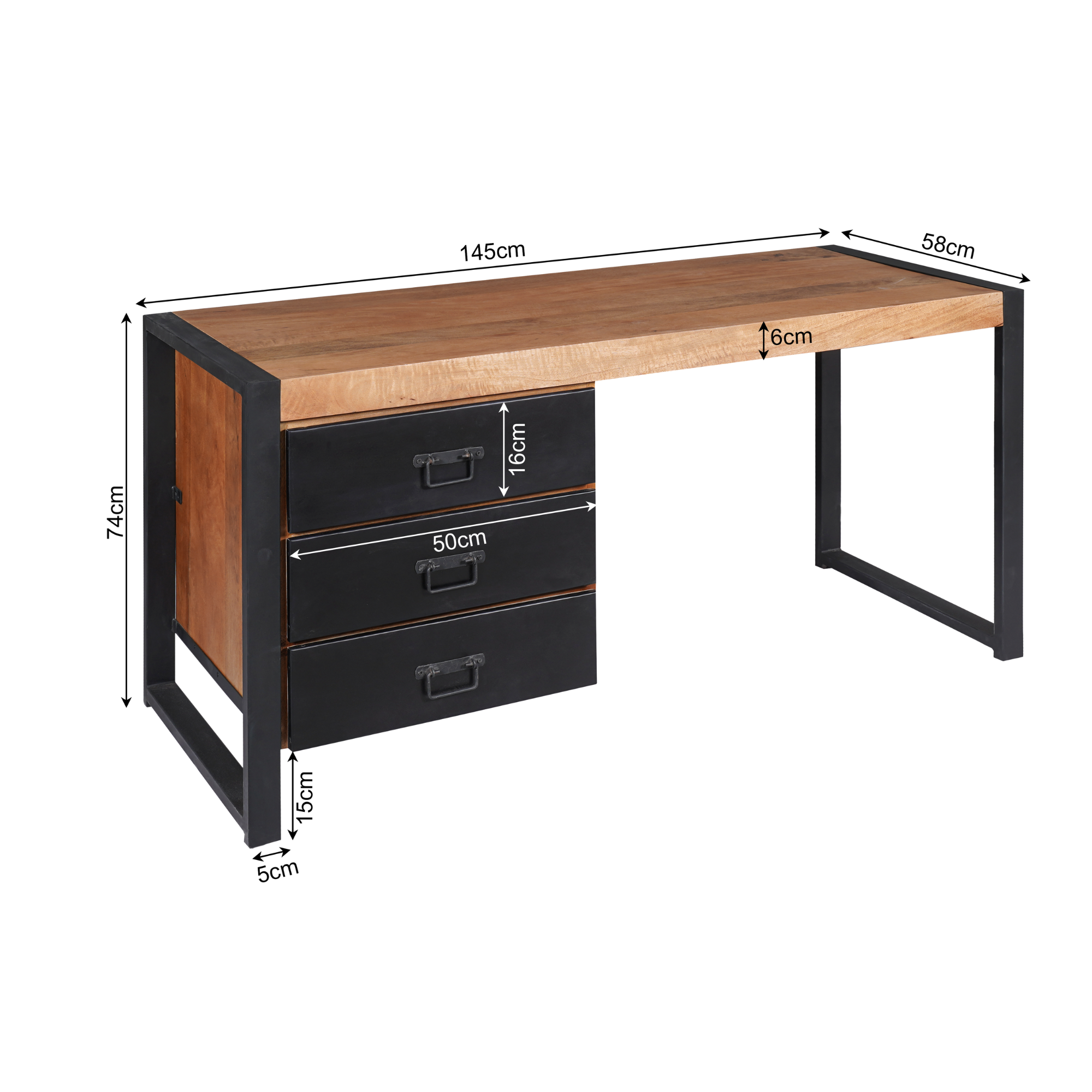 Starfurn - Bureau Boaz - Bruin - 58x145x74 cm
