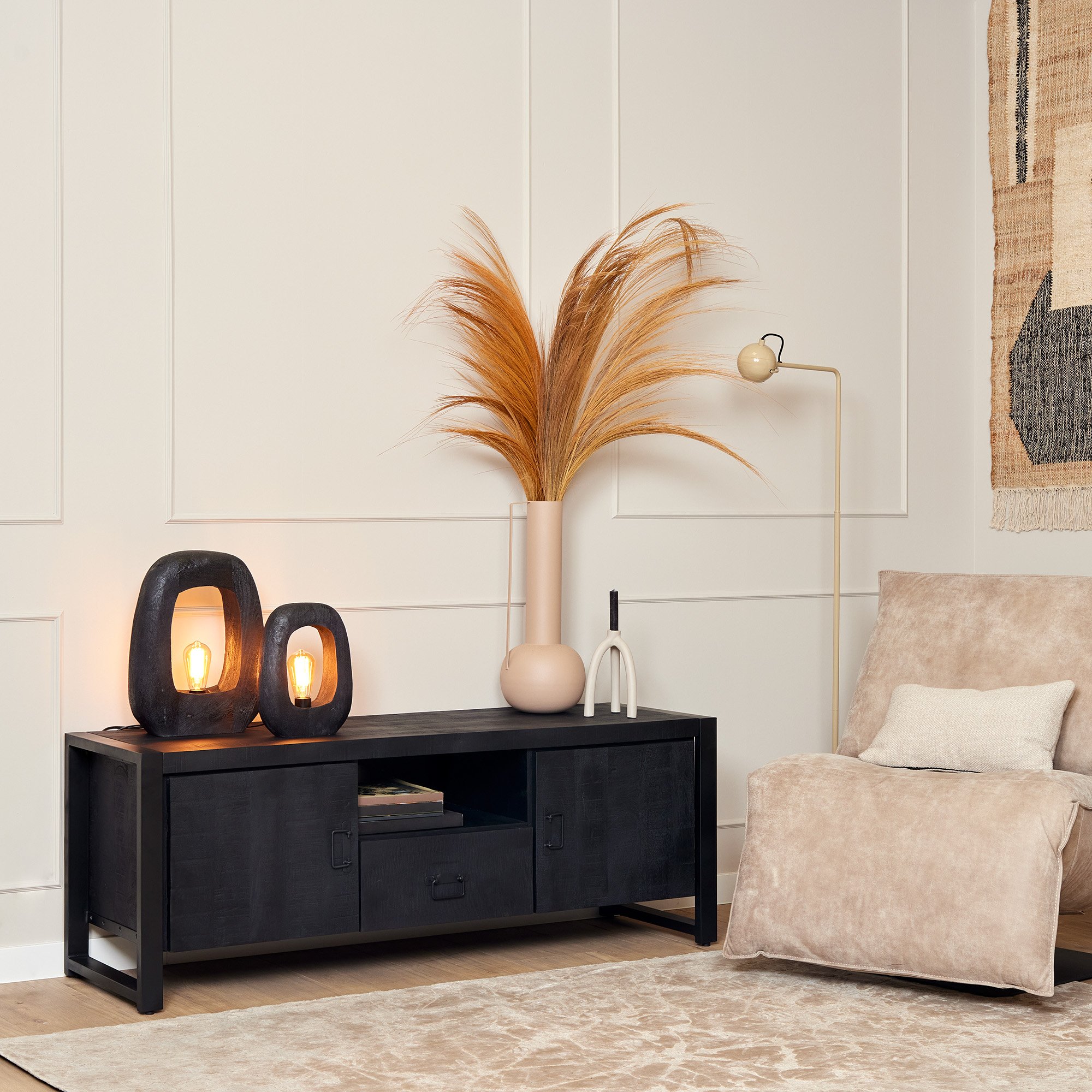 Starfurn - Tv meubel Boaz - Zwart - 45x150x55 cm