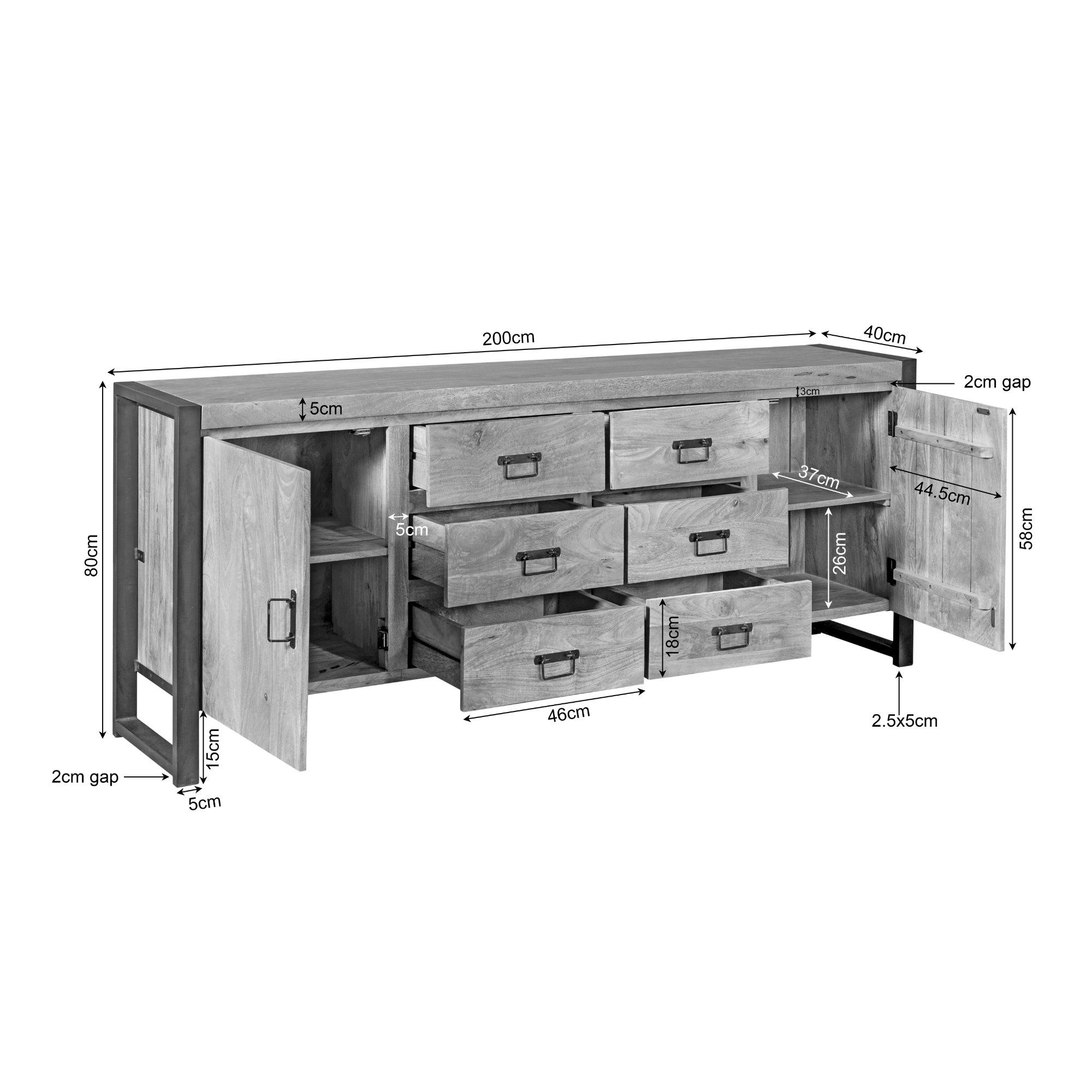 Starfurn - Dressoir Boaz - Bruin - 40x200x80 cm