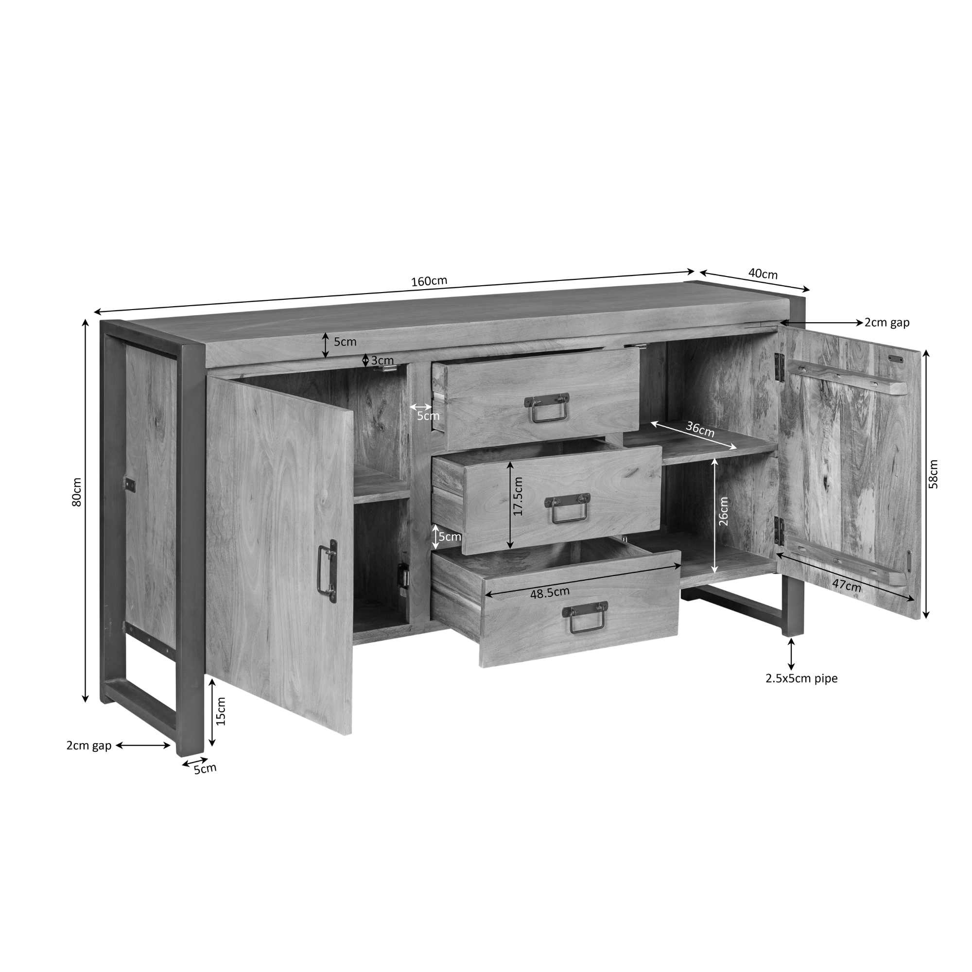Starfurn - Dressoir Boaz - Bruin - 40x160x80 cm