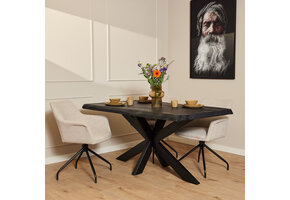 Starfurn - Boomstamtafel Boston - Zwart - 90x160x76 cm