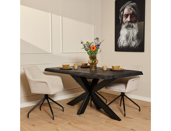 Starfurn - Boomstamtafel Boston - Zwart - 90x160x76 cm