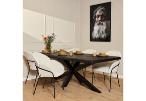 Starfurn - Boomstamtafel Boston - Zwart - 100x220x76 cm