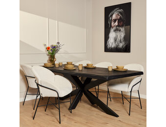 Starfurn - Boomstamtafel Boston - Zwart - 100x220x76 cm