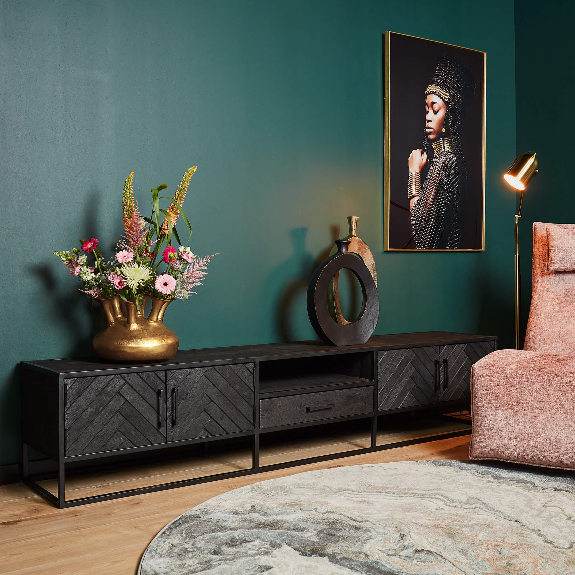 Starfurn - Tv meubel New York - Zwart - 45x240x50 cm