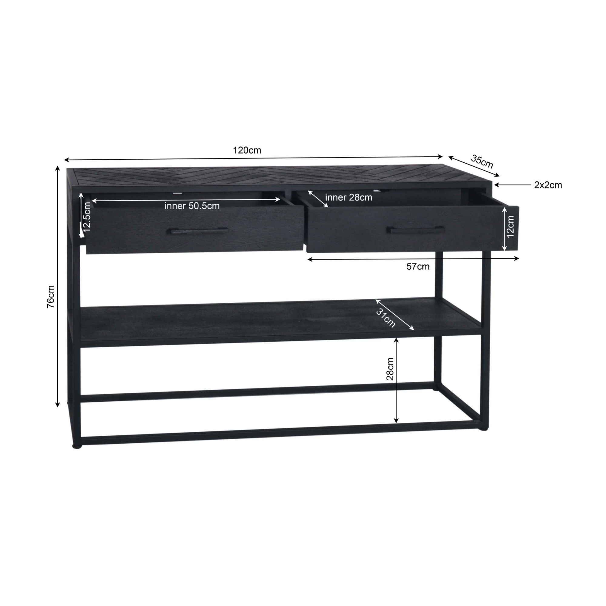 Starfurn - Sidetable New York - Zwart - 35x120x76 cm