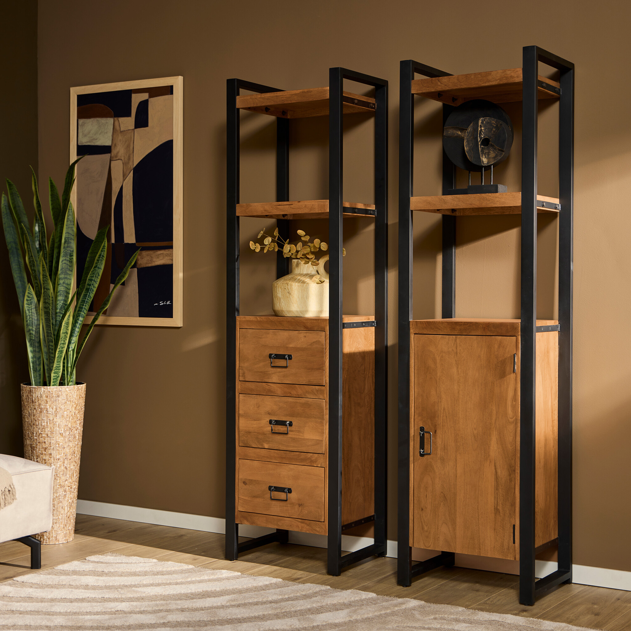 Starfurn - Boekenkast Boaz - Bruin - 40x55x200 cm