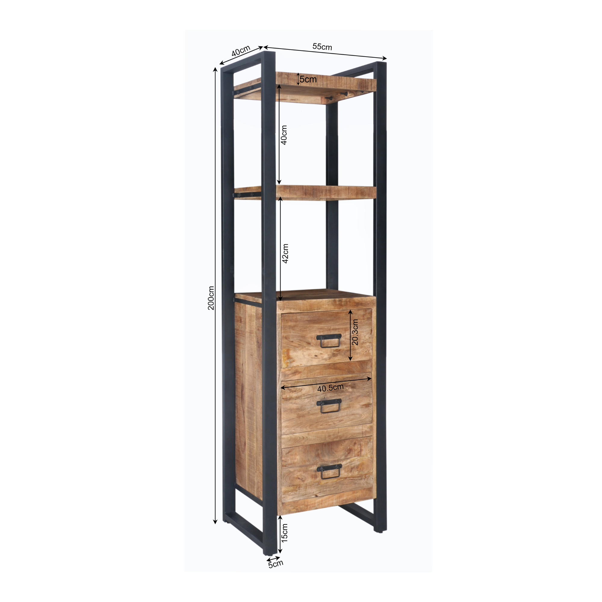 Starfurn - Boekenkast Boaz - Bruin - 40x55x200 cm