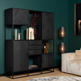 Starfurn - Vakkenkast New York - Zwart - 45x160x200 cm