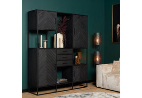 Starfurn - Vakkenkast New York - Zwart - 45x160x200 cm