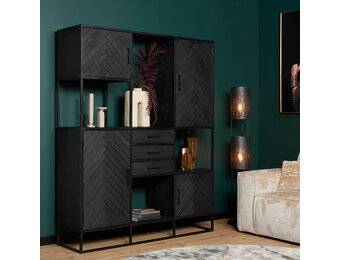Starfurn - Vakkenkast New York - Zwart - 45x160x200 cm