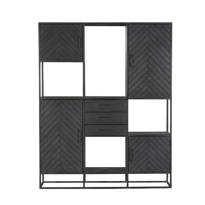 Starfurn - Vakkenkast New York - Zwart - 45x160x200 cm