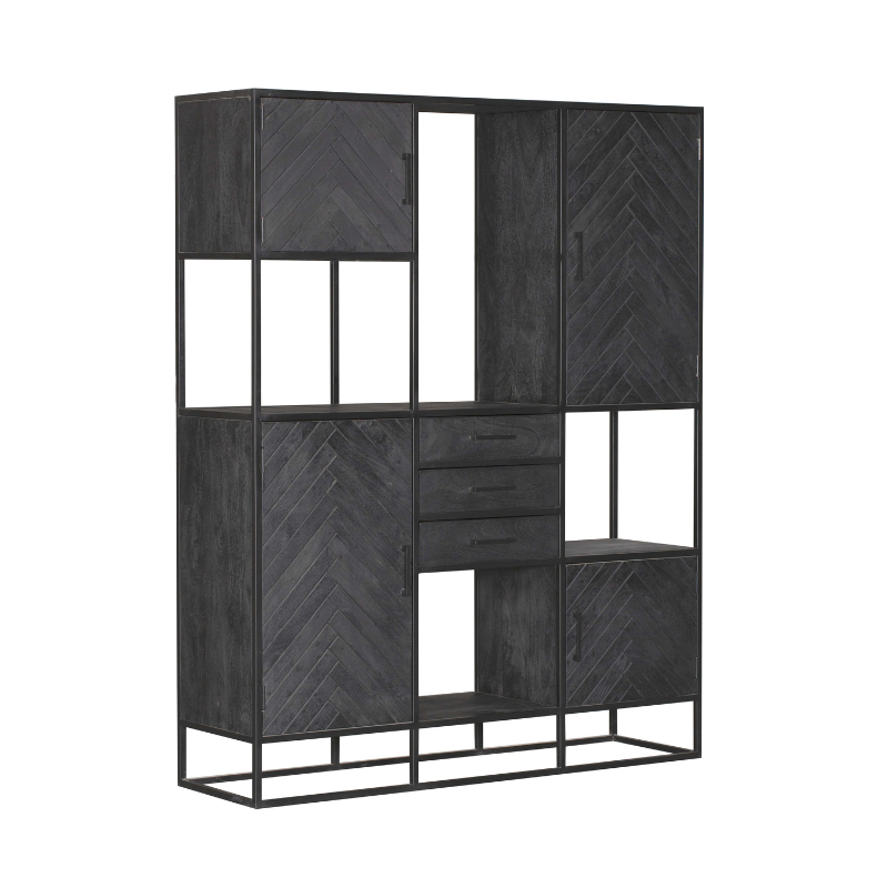 Starfurn - Vakkenkast New York - Zwart - 45x160x200 cm