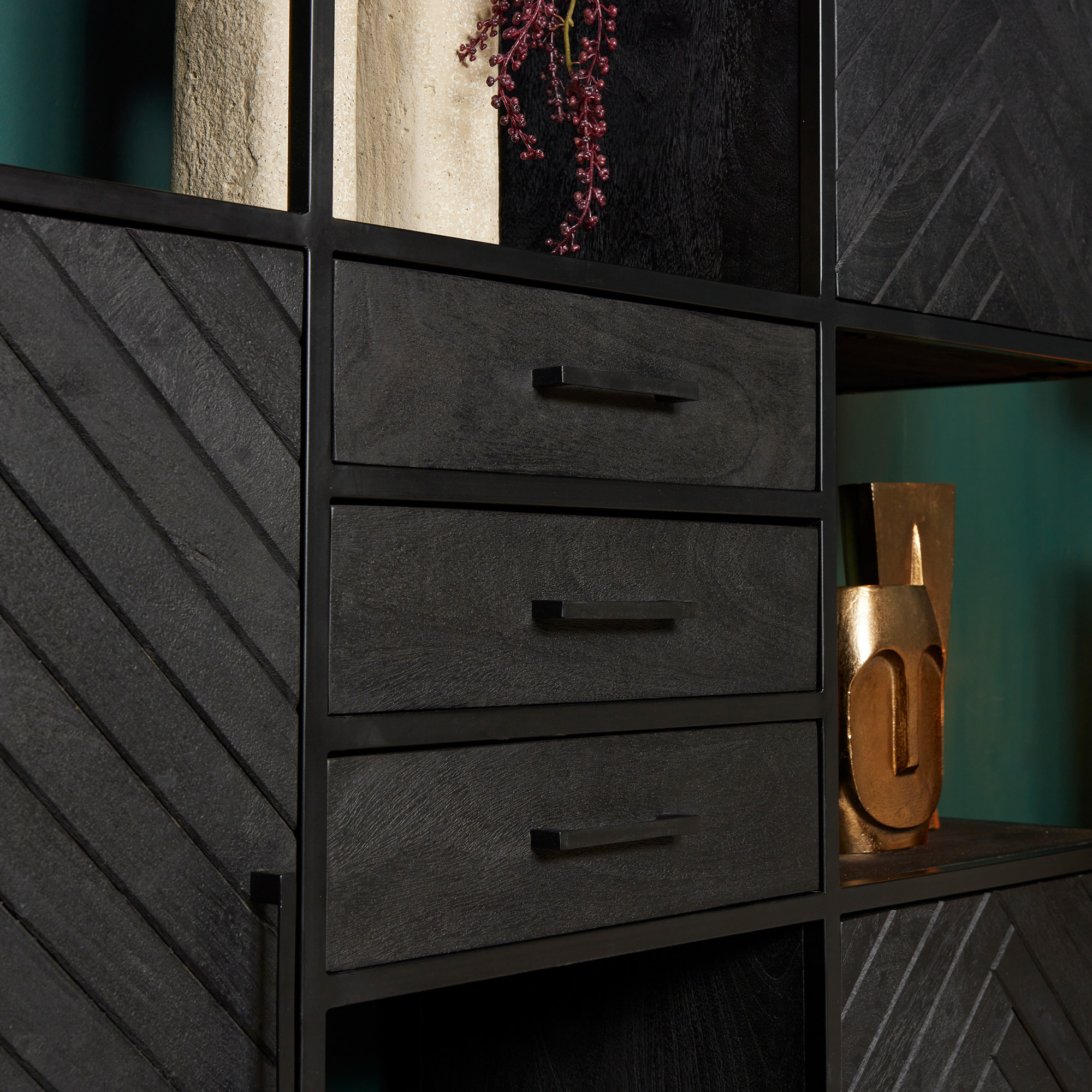 Starfurn - Vakkenkast New York - Zwart - 45x160x200 cm