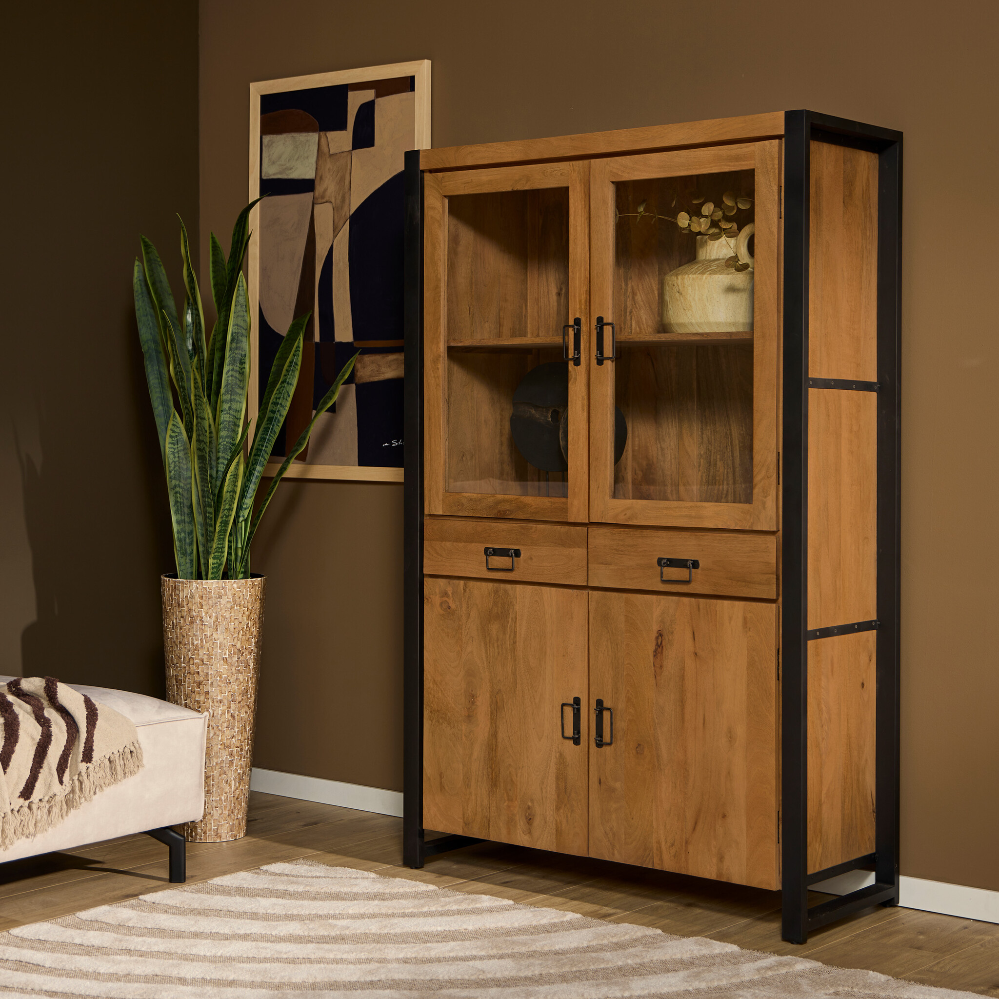 Starfurn - Vitrinekast Boaz - Bruin - 45x115x180 cm