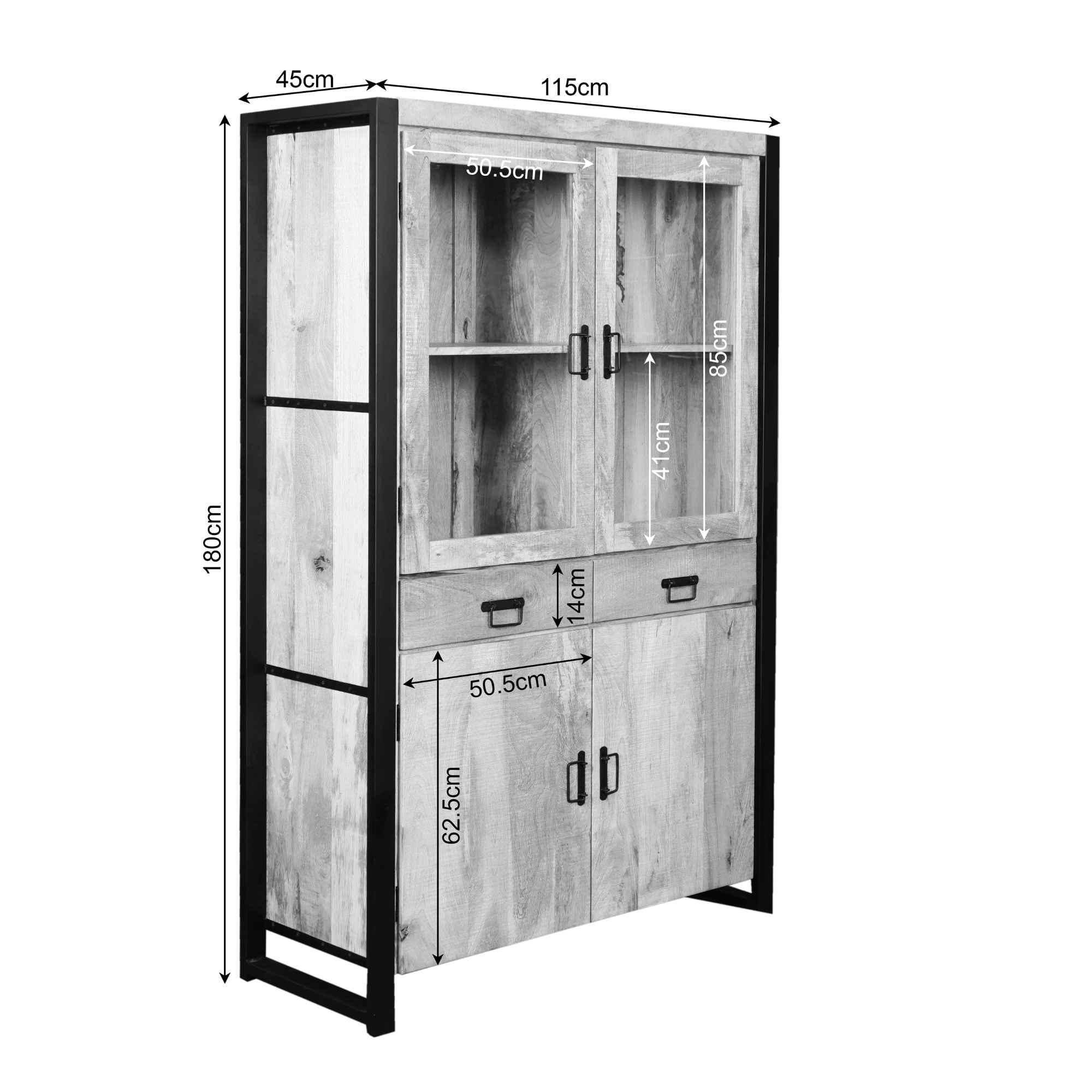 Starfurn - Vitrinekast Boaz - Bruin - 45x115x180 cm