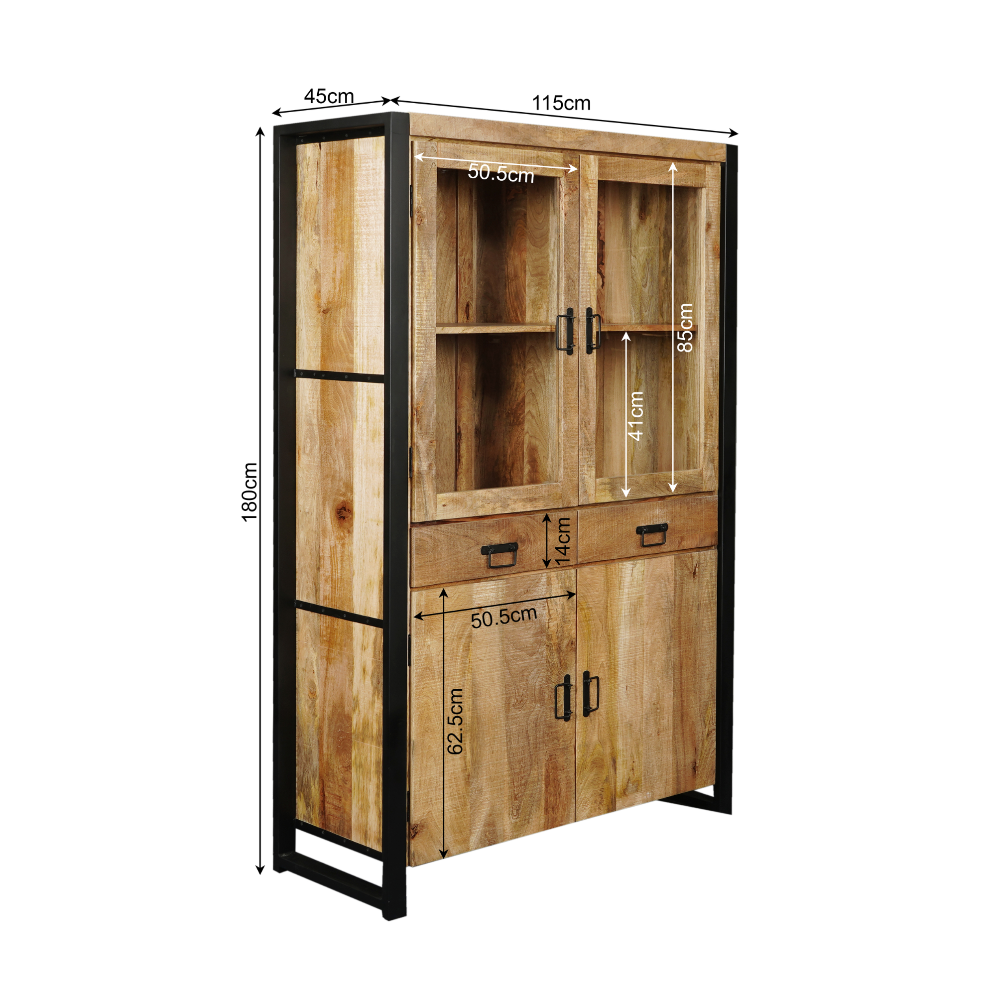 Starfurn - Vitrinekast Boaz - Bruin - 45x115x180 cm