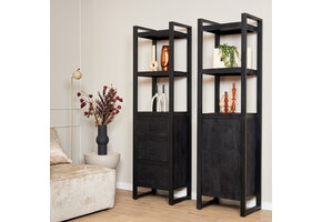 Starfurn - Boekenkast Boaz - Zwart - 40x55x200 cm