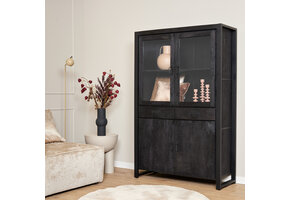 Starfurn - Vitrinekast Boaz - Zwart - 45x115x180 cm